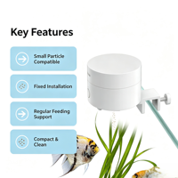 Distributeur automatique de nourriture pour poissons isolé, sans obstruction, avec minuterie intelligente, ultra-compact, installation fixe pour aquarium, propre et compact