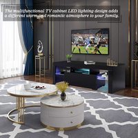 Meubles TV modernes et intelligents, station de télévision LED, Center de divertissement pour Gaming avec changement de couleur, éclairage universel
