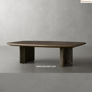 Tavolo <span class=keywords><strong>da</strong></span> pranzo con Base in metallo rifinito a mano con comodo piano in legno per cortili esterni hotel <span class=keywords><strong>salotti</strong></span> <span class=keywords><strong>moderni</strong></span> - Product Image 2