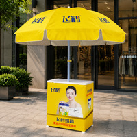 Table de promotion portable en aluminium pour usine, comptoir de présentation en PP, stand de marketing avec parapluie