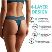 Cómodos y transpirables, sin costuras, de 4 capas, absorbentes, a prueba de fugas, talla grande 6XL, de nylon, de talle medio, con encaje fino, para tanga menstrual.