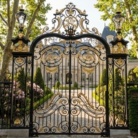 Porte d'entrée principale extérieure de luxe en fer forgé, décorative, avec motifs de portails en fer, pour maison de campagne et jardin