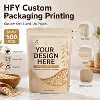 Sachet Doypack Personnalisé Imprimé Qualité Alimentaire avec Fermeture Zip Refermable en Feuille d'Aluminium pour Emballage de Flocons d'Avoine, Avoine, Muesli et Céréales