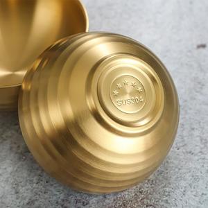 304 Stainless Steel Korean Style Rice Bowl Spiral Gold Noodle Bowl Childrens Double Layer Insulated Small Bowl - Product Image 2