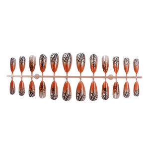 24 pièces <span class=keywords><strong>Halloween</strong></span> Night Fantasy <span class=keywords><strong>Orange</strong></span> Rhythm Spider Web Gradient Détachable Nail Art Style Français Faux ongles portables - Product Image 5