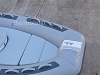Bateau pneumatique semi-rigide (RIB) sportif de 13 pieds en Hypalon/PVC avec coque en fibre de verre, pont solaire, stable, prêt à la dérive, pour 7 personnes