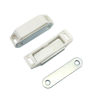 Loquet magnétique Meitai pour porte de placard, grand modèle blanc et marron, en plastique, avec plaque métallique, design minimaliste - Product Image 4