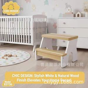 Wooden Double Layer Children <b>Step</b> <b>Stool</b> Natural Non Slip Multi Functional Washbasin Footstool Minimalist Design - Product Image 3