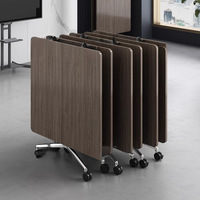 Table de conférence pliante à coins arrondis en bambou, moderne, minimaliste, multifonctionnelle, extensible, bureau télescopique pour 10 personnes