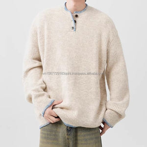 Pull tricoté doux à rayures contrastées, style rétro hivernal, col rond, unisexe, marque de mode neutre, passe-partout, pour couple - Product Image 2