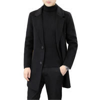 Manteau long en laine et mélanges de laine réversible tendance coréenne pour homme, veste d'hiver en polaire