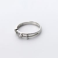 Bagues scintillantes rondes en CZ transparent, argent sterling 925, bagues géométriques à double ligne pour femmes, bijoux fins