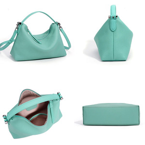 Borsa a Spalla da Donna di Lusso 2026 in Vera Pelle, Modello Hobo con Grana Lychee, Borsa a Secchiello Geometrica in Pelle Bovina con Tracolla Regolabile - Product Image 2