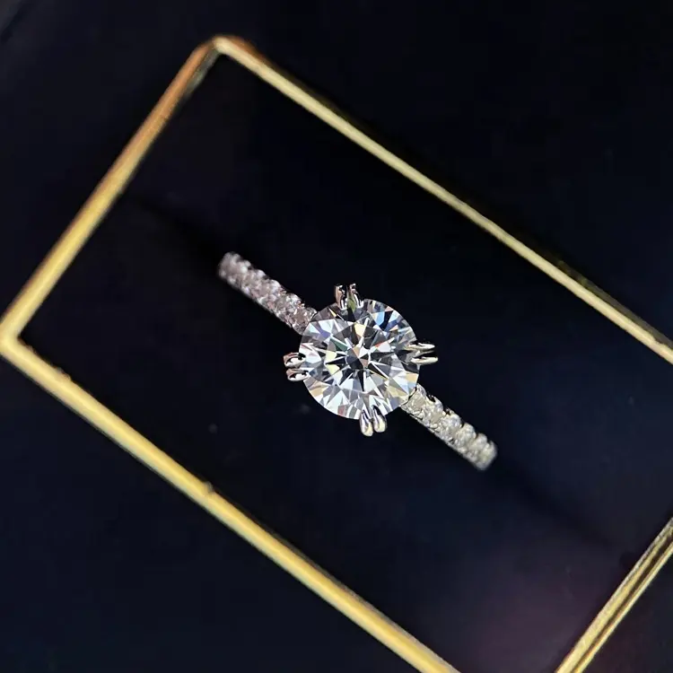 फैशन शादी की अंगूठी चमकदार Moissanite उत्तम लक्जरी 925 स्टर्लिंग चांदी के गहने महिलाओं के लिए सगाई वक्तव्य उपहार