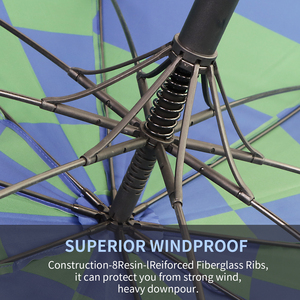 Paraguas de golf de lujo, resistente al viento, de alta calidad, con doble capa de tela 210T pongee, repelente al agua, con degradado de color. - Product Image 3