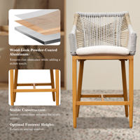KSL Chaise d'extérieur en aluminium revêtue de corde Twining à vendre Chaise de bar de cuisine Tabouret haut cadre en métal