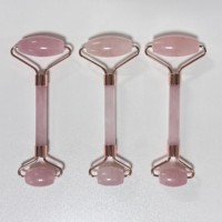 Herramientas de masaje facial de cuarzo rosa de alta calidad 100% rodillo de piedra Natural masajeador rodillo de Jade