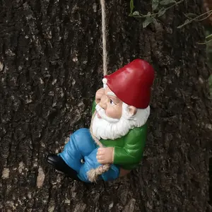 Stravagante statua di gnomo da arrampicata-resina resistente, vestito <span class=keywords><strong>rosso</strong></span> e verde, ideale per decorazioni natalizie da giardino, uso interno/esterno - Product Image 4
