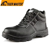 Chaussures de sécurité industrielles Tiger Master, résistantes à l'eau et à l'huile, antidérapantes, en cuir noir, avec embout en acier, anti-perforation, pour hommes