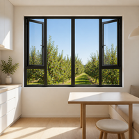 Ventana Abatible de Triple Panel de Aluminio, Doble Vidrio Templado, Malla de Acero Inoxidable, Calificada por Energy Star, Aislamiento Térmico