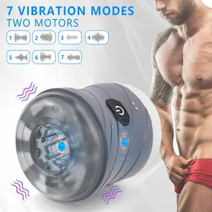 Mainan Seks Pria, 7 Mode Kecepatan Pengisian Magnetik USB Seksi Vagina Anak Laki-laki Perangkat Vibrator Cangkir Masturbasi Pria Pijat Pria