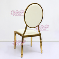 Chaises de banquet ovales en métal doré brillant électroplaqué, confortables, pour hôtels, restaurants et événements - Vente en gros usine