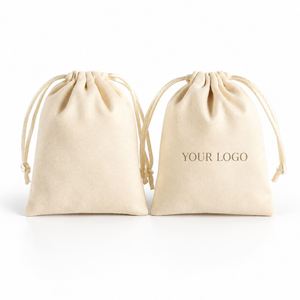 Pochette en velours doux avec cordon de serrage, logo personnalisé, sac d'emballage réutilisable pour bijoux, cosmétiques, câbles électroniques, cadeaux - Product Image 1
