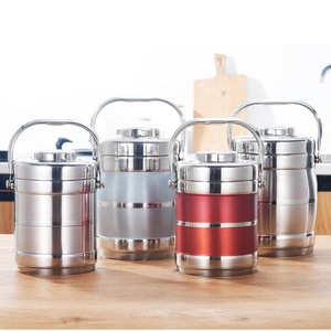 Tiffin-fiambrera de acero inoxidable con aislamiento de doble pared, termo <span class=keywords><strong>para</strong></span> <span class=keywords><strong>comida</strong></span> caliente - Product Image 4