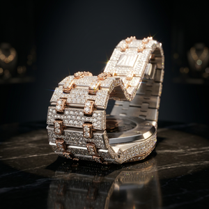 Reloj de Cuarzo de Lujo de Alta Calidad con Movimiento ETA para Hombre y Mujer, con Manecillas Romanas, Cristal, Acero Inoxidable, Oro Amarillo, Moissanita, Correa de Cuero - Product Image 3