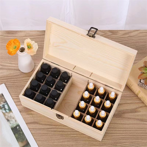 Moderne herbruikbare aanpasbare essentiële oliën opbergdoos met houten compartimenten, draagbare reistas & organizer - Product Image 6