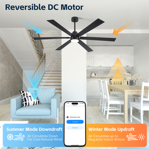 Ventilatore da soffitto intelligente Tuya Alexa da 66 pollici in compensato con 6 pale, luce LED, telecomando, per esterni e interni, soggiorno, classe energetica A - Product Image 4