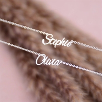 Collar con Nombre Personalizado de Plata de Ley 925, Venta al por Mayor de Fábrica, Colgante con Placa de Nombre en Letra Cursiva, Joyería para Mujer, Regalo de Cumpleaños