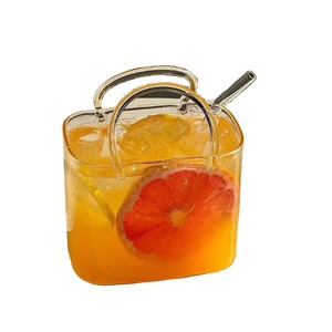 Florero Moderno Contemporáneo de Mesa con Forma de Bolso, Florero Transparente Hecho a Mano con Burbujas de Aire, Decantador de Vino de Vidrio - Product Image 1