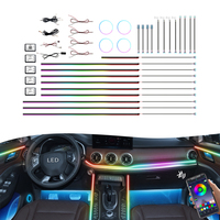 Éclairage d'ambiance universel pour voiture 64 couleurs, symphonie de lumières RGBIC LED à flux continu, éclairage intérieur pour application de smartphone, commande automatique
