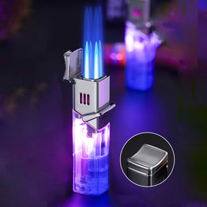 Recharge en métal moderne Gaz Cigarette Poche Cigare Chalumeau Briquet Quatre <span class=keywords><strong>Jet</strong></span> Flamme Butane Personnalisé Prix Usine pour Cadeaux - Product Image 3