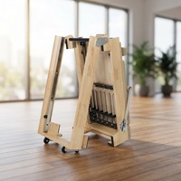 Nouveau design, lit de Pilates pliable portable en chêne massif, gain de place, rangement facile, couleur de cuir personnalisable pour la salle de sport