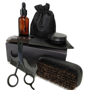 Nhãn Hiệu Riêng Đầy Đủ Màu Đen Người Đàn Ông Râu Tăng Trưởng Kit Làm Sạch Râu Dầu Huyết Thanh Râu Dầu Dưỡng Lược Và Bàn Chải Chải Chuốt Chăm Sóc Bộ Quà Tặng - Product Image 5