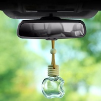 Flacon de parfum carré vide de 10 ml en verre avec bouchon à vis en bois sérigraphié, flacon diffuseur de voiture suspendu