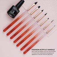 Nouvel ensemble professionnel de 7 pinceaux de nail art à manche acrylique orange et blanc pour vernis gel UV et peinture 3D – Effet dégradé tendance