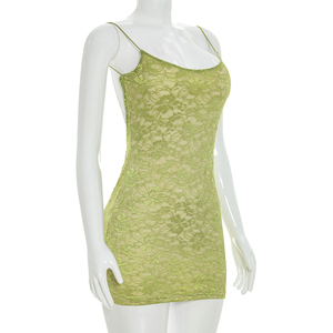 Robe d'été pour femmes Viviblook D26DS073, nouvelle robe sexy en dentelle patchwork, dos nu, sans manches, mini robe moulante pour femmes - Product Image 3