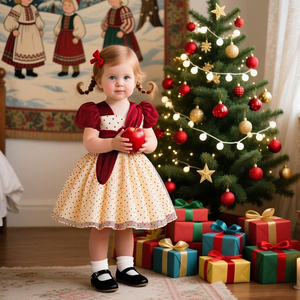 Nouvelle Robe de Princesse pour Bébé avec Voile en Tulle à Pois pour Fille, Idéale pour les Soirées d'<span class=keywords><strong>Anniversaire</strong></span> de 1 An et les Cérémonies, Robe Lavée pour Petites Filles - Product Image 2