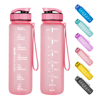 Bouteille d'eau en plastique Tritan sans BPA, écologique, portable, de haute qualité, avec marqueur de temps, pour le sport et l'école