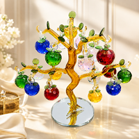 Ornement de Noël pliable en verre cristal fait main, motif sapin, boules colorées suspendues, base miroir pour banquets, centres commerciaux et décoration intérieure