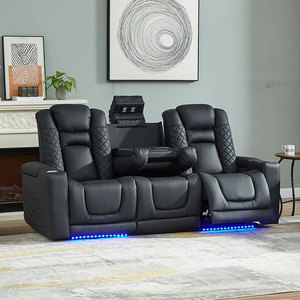 طقم أريكة من الجلد قابل للكسر 3 مقاعد مقطعية كهربائية حديثة للاسترخاء يدوية مسرح منزلي سينما كهربائية أريكة جلدية كرسي - Product Image 3