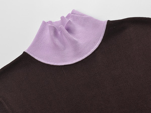 Maglione a maglia da <span class=keywords><strong>donna</strong></span> con collo alto stile elegante Colorblock autunnale Casual a <span class=keywords><strong>manica</strong></span> <span class=keywords><strong>corta</strong></span> a maglia aderente - Product Image 3