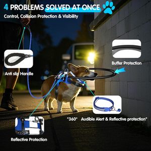 Blind <b>Harness</b>,Protective Halo Dog Collar With 5 FT <b>Leash</b> & Reflective Collar,Confidence Building <b>Harness</b> Guiding Device - Product Image 4
