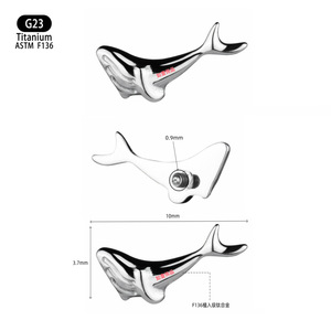 Whale Shape <b>Titanium</b> Lip <b>Stud</b> Earring F136 10mm Daily Wear Piercing Jewelry - Product Image 1