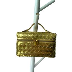 Bolso de almuerzo tejido de lujo para mujer, versátil, hecho a mano, pequeño, cuadrado, con cremallera, de poliéster, de un solo hombro, tipo bandolera. - Product Image 5