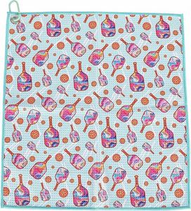 Serviette de pickleball personnalisée, nom ou texte brodé sur mesure avec motif de raquette de pickleball, cadeau pour les joueurs et les entraîneurs de pickleball - Product Image 1