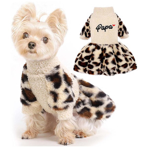 Vestido con Estampado de Leopardo para Perro, Ropa para Mascotas de Poliéster Beige, Suéter para Cachorros Yorkshire Terrier y Chihuahua - Product Image 1